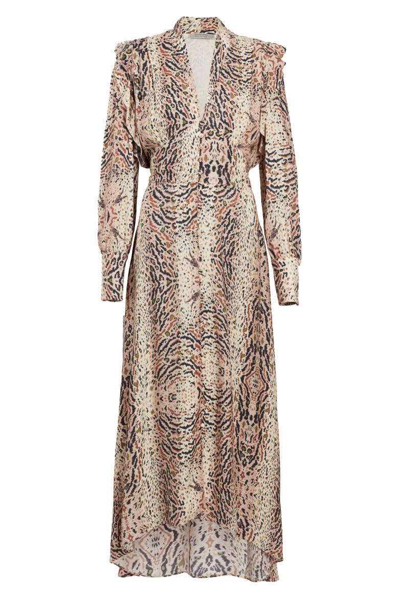 Lia Arietta Mixed Print Long Sleeve Cotton Blend Shirtdress, Alternate, color, ECRU WHITE