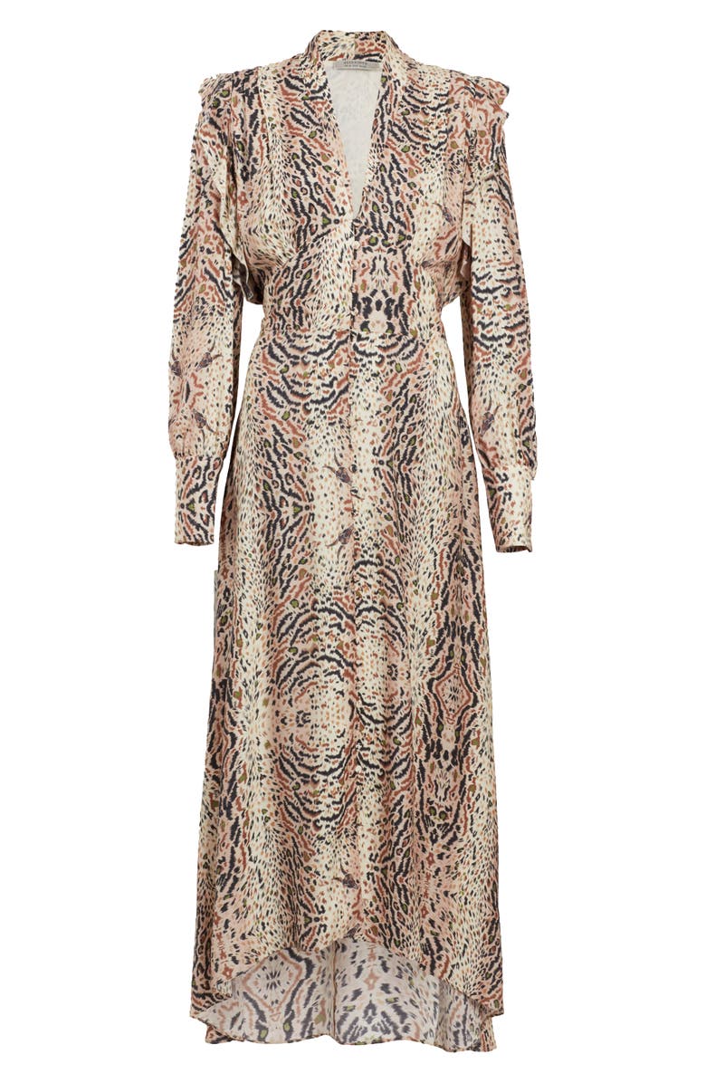 AllSaints Lia Arietta Mixed Print Long Sleeve Cotton Blend Shirtdress, Alternate, color, 