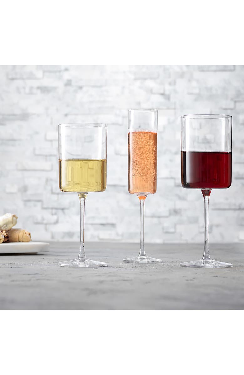 JoyJolt Claire Crystal Cylinder White Wine Glass - Set of 4, Alternate, color, Clear