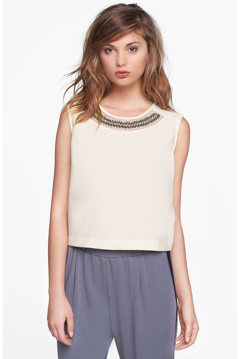 ASTR Embellished Collar Shell, Main, color, IVORY
