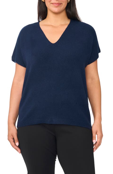 V-Neck Short Sleeve Sweater