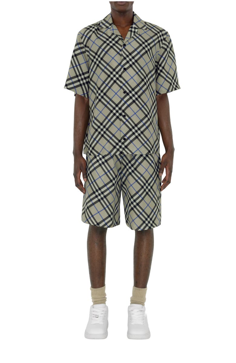 Burberry Oversized Check Silk Shirt, Main, color, 