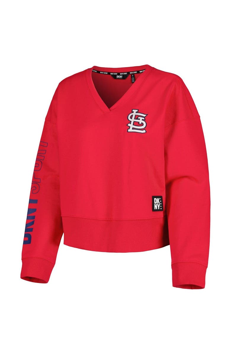 DKNY SPORT Women's DKNY Sport Red St. Louis Cardinals Lily V-Neck Pullover Sweatshirt, Alternate, color, Red