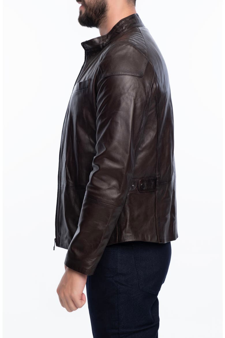 Lanier Leather Jacket, Alternate, color, DARK BROWN