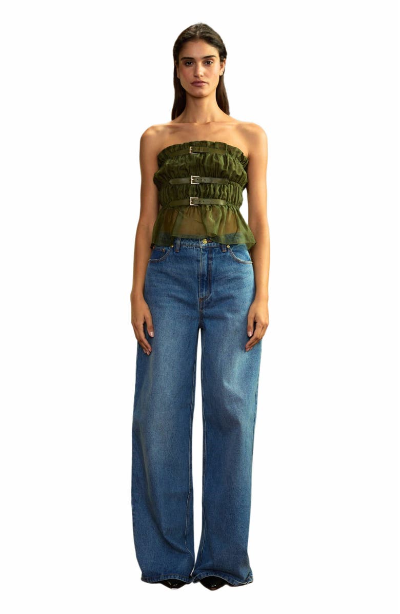 Cynthia Rowley Buckle Up Silk Organza Top, Alternate, color,