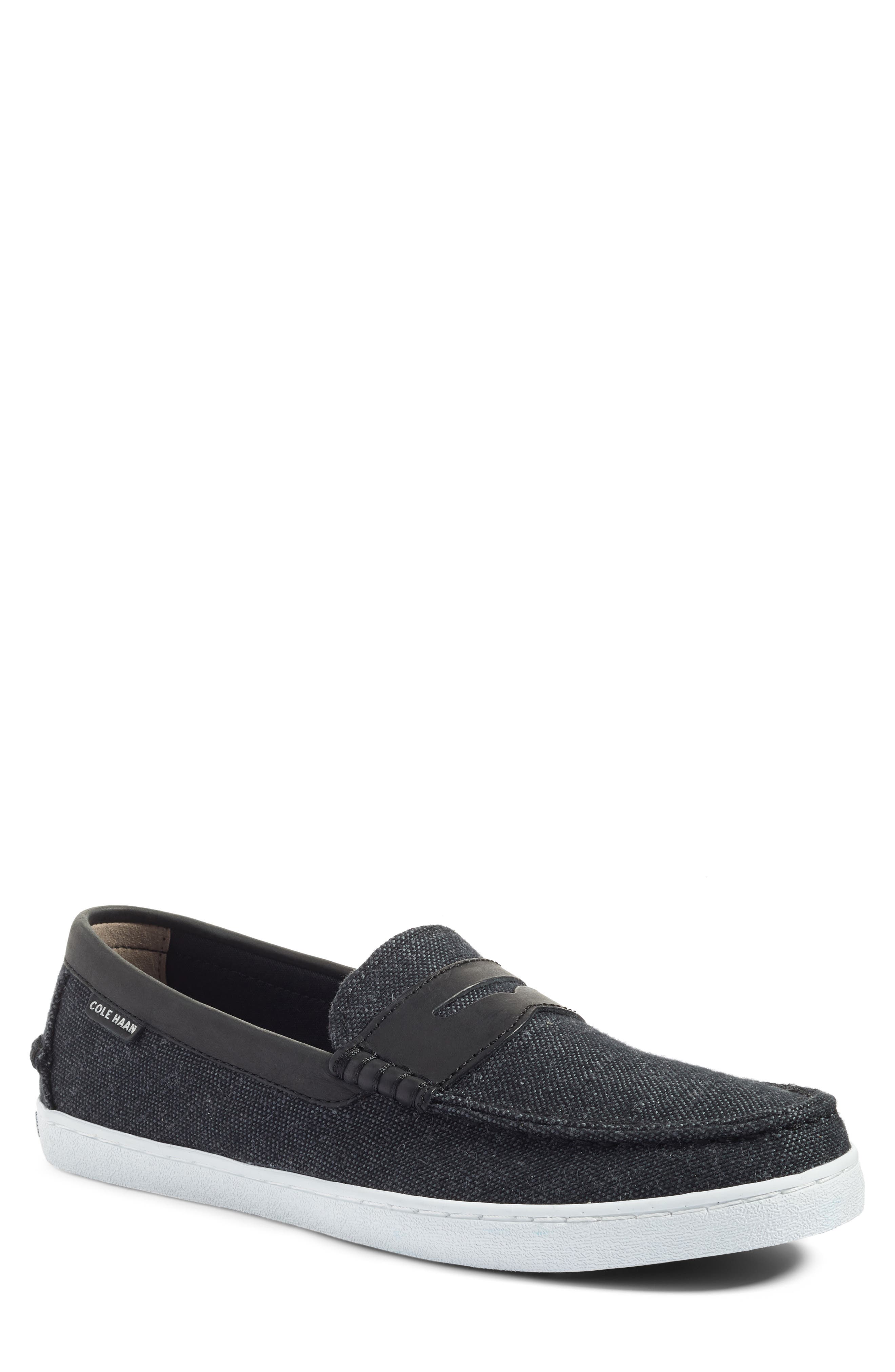 'Pinch Weekend' Penny Loafer, Main, color, BLACK CANVAS