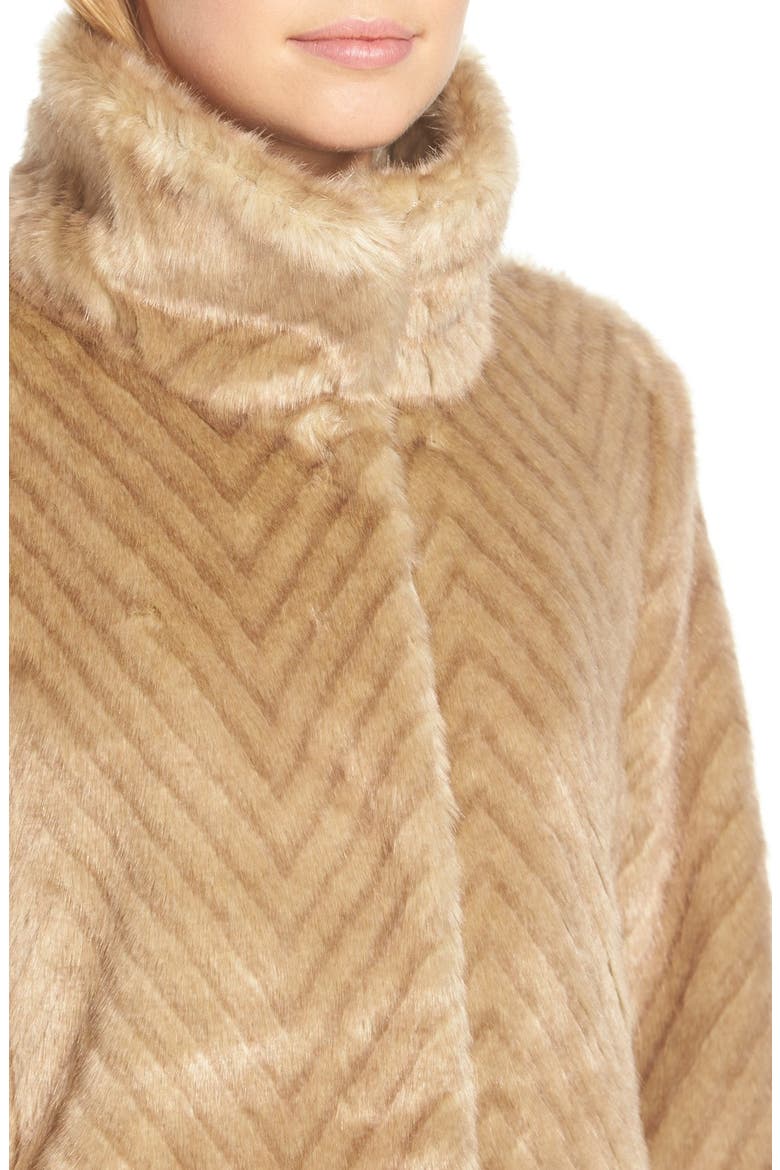 Faux Fur A-Line Coat, Alternate, color, LATTE