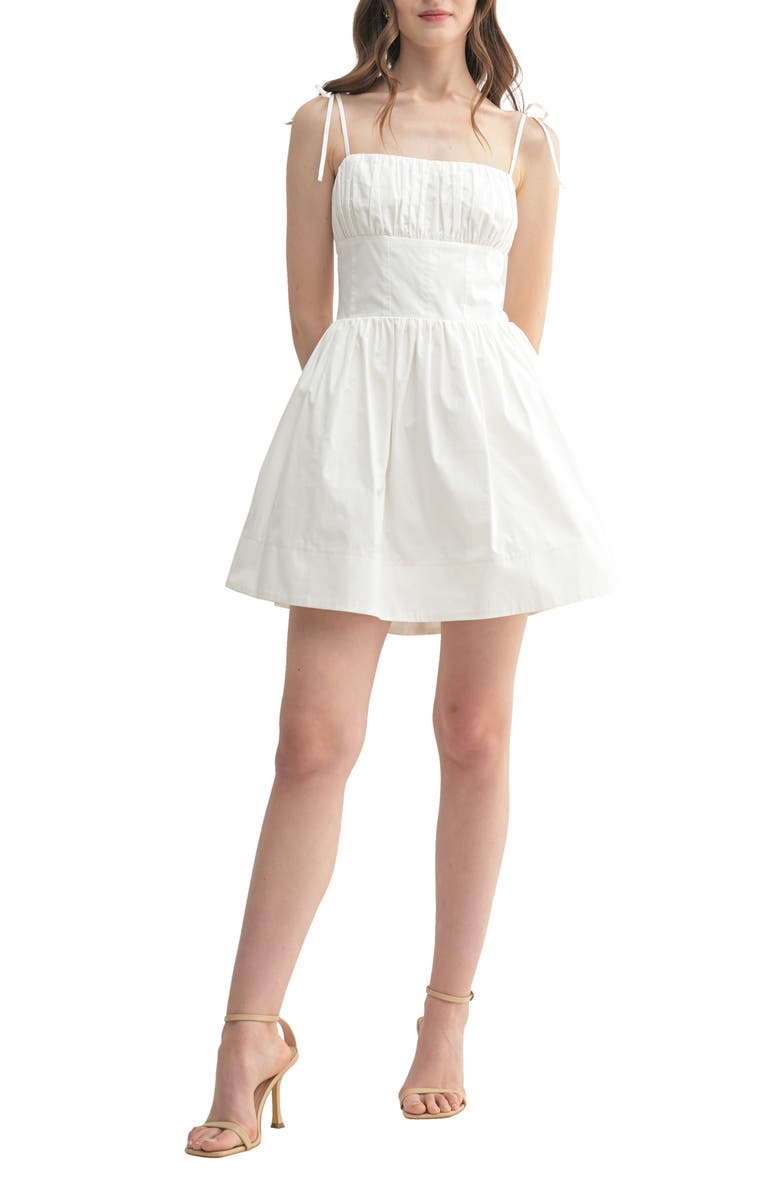 All in Favor Tie Strap Corset Minidress, Main, color, Off White