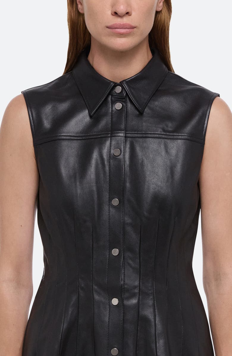 Helmut Lang Le Darted Sleeveless Leather Shirt, Alternate, color,