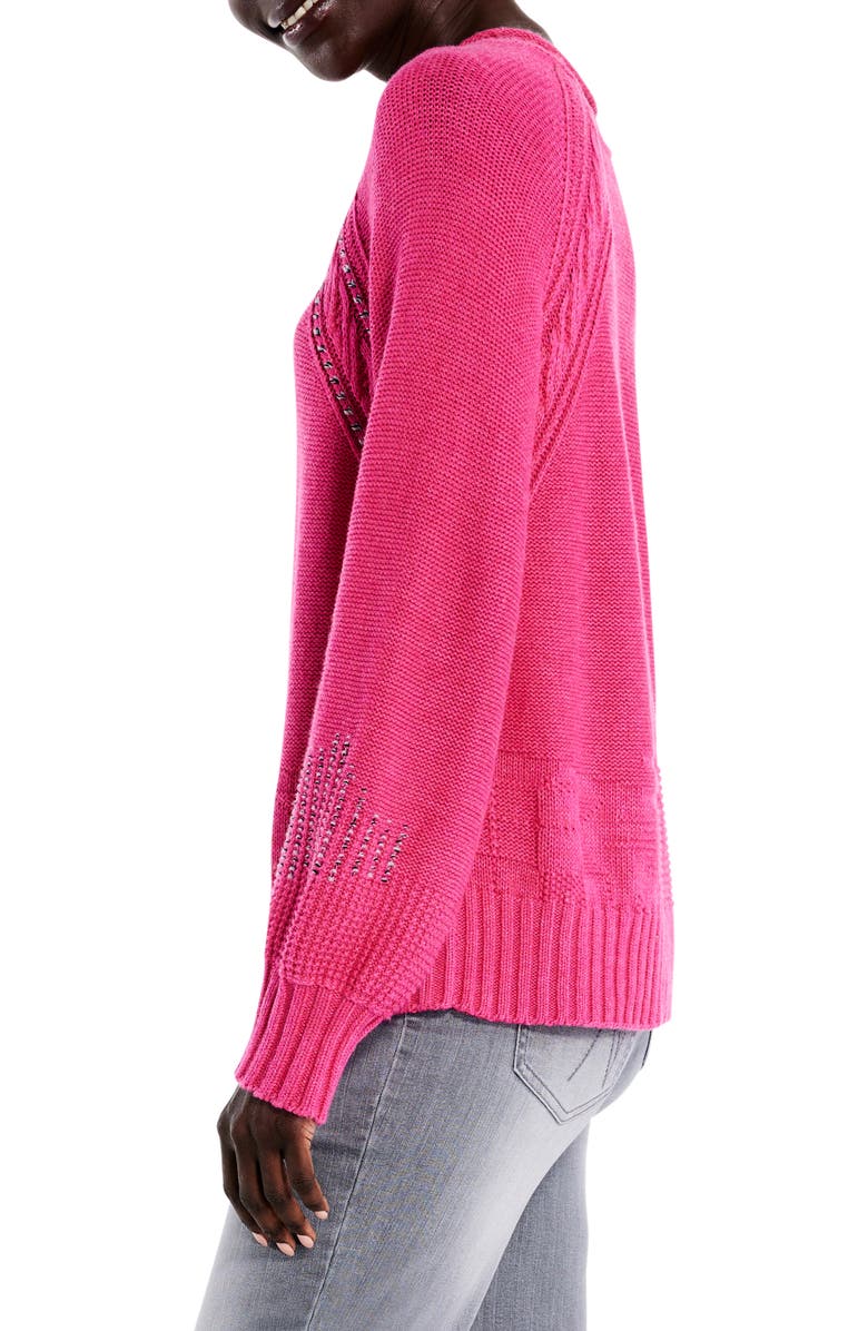 NIC+ZOE Crafted Cables Sweater, Alternate, color, Pink Multi