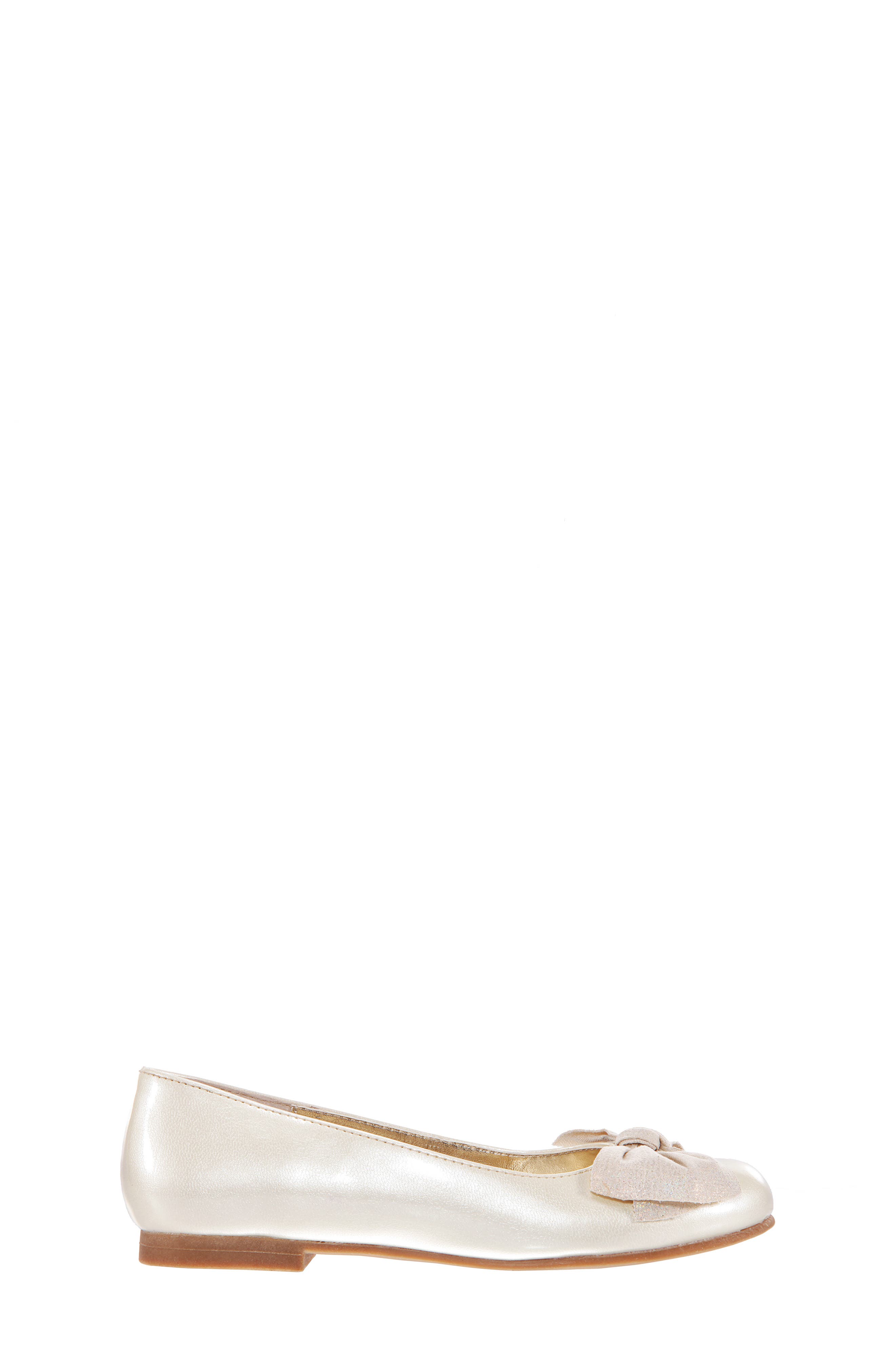 Glitter Bow Ballet Flat, Alternate, color, IVORY PATENT