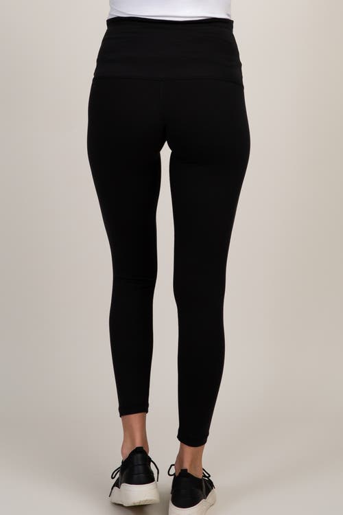 Pinkblush Solid Basic Maternity Leggings In Black