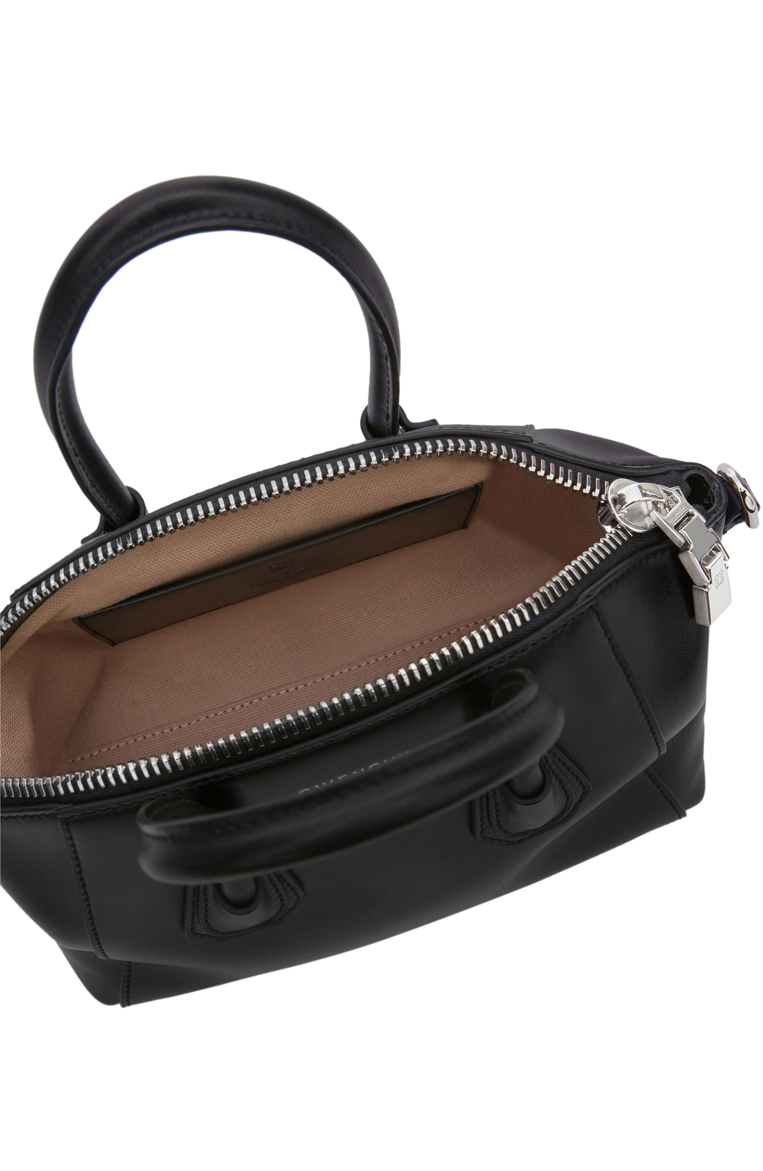 Mini Antigona Sport Leather Top Handle Bag, Alternate, color, BLACK