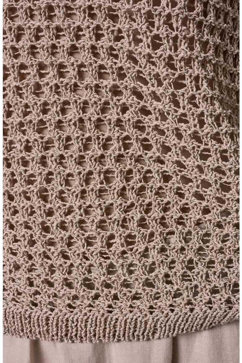 Open Knit Crewneck Sweater, Alternate, color, SANDSTONE