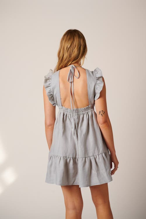 Leisure Lab Chloe Mini Linen Dress In Teal