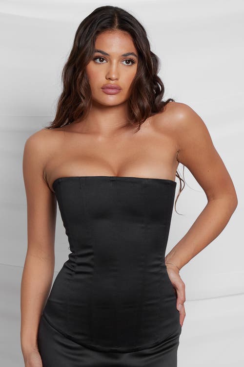 Leau Sphynx Satin Corset Top In Black