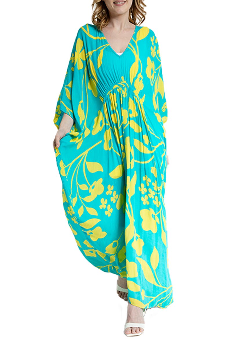Floral Print Cover-Up Kaftan, Main, color, BLUE