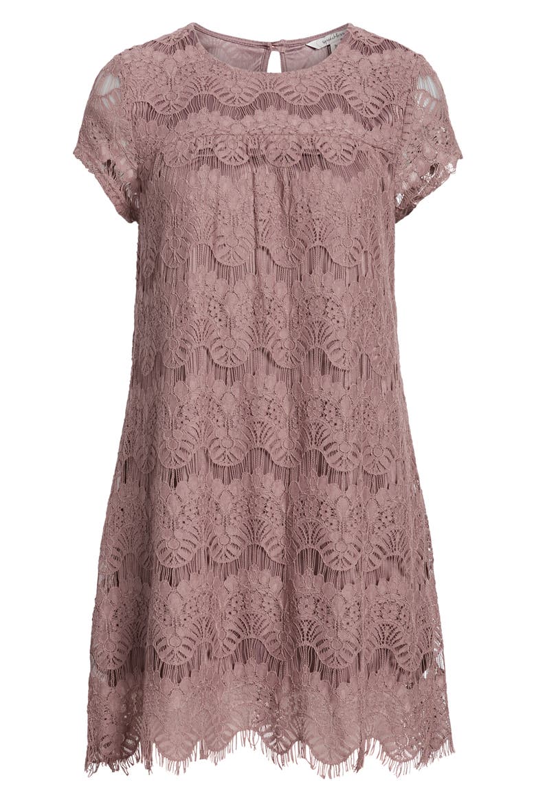 Lace Shift Dress, Alternate, color, DARK MAUVE