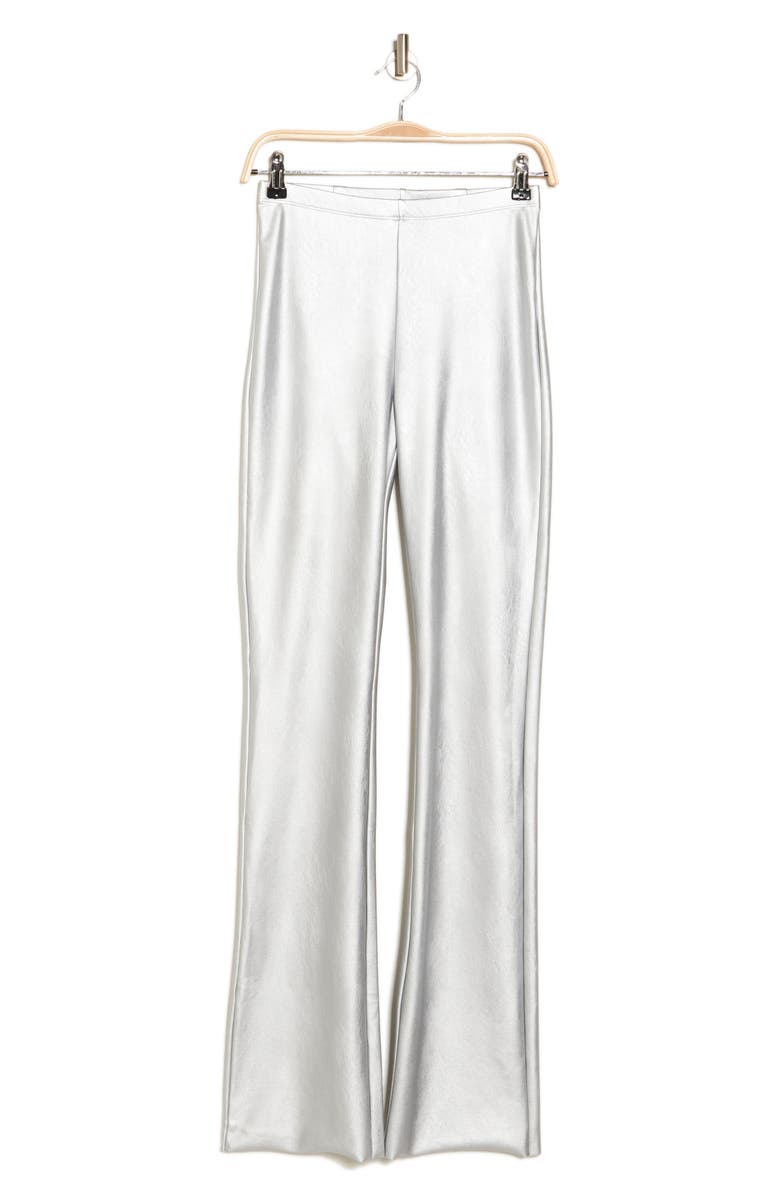 Naked Wardrobe Bootcut Faux Leather Pants, Alternate, color, Silver