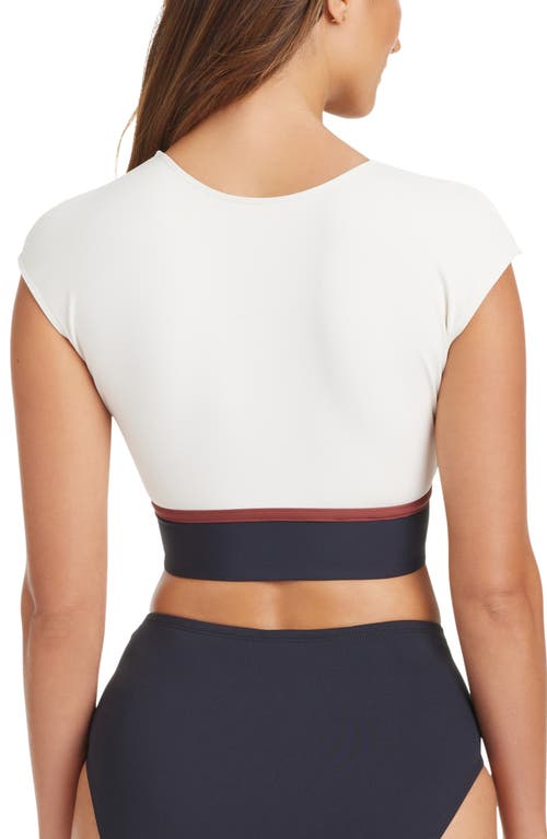 Bleu Rod Beattie Rod Beattie Cap Sleeve Crop Bikini Top In Coconut