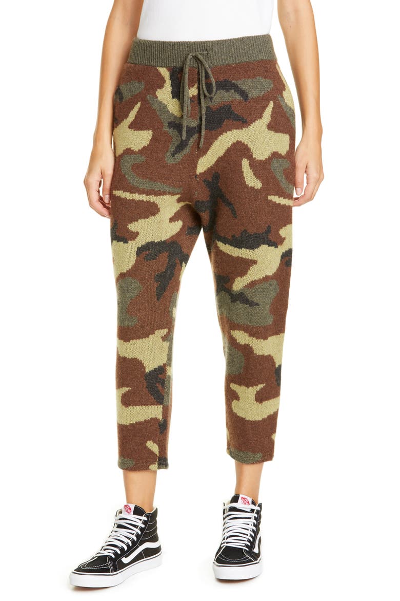 Camo Jacquard Cashmere Sweater Pants, Main, color, CAMO