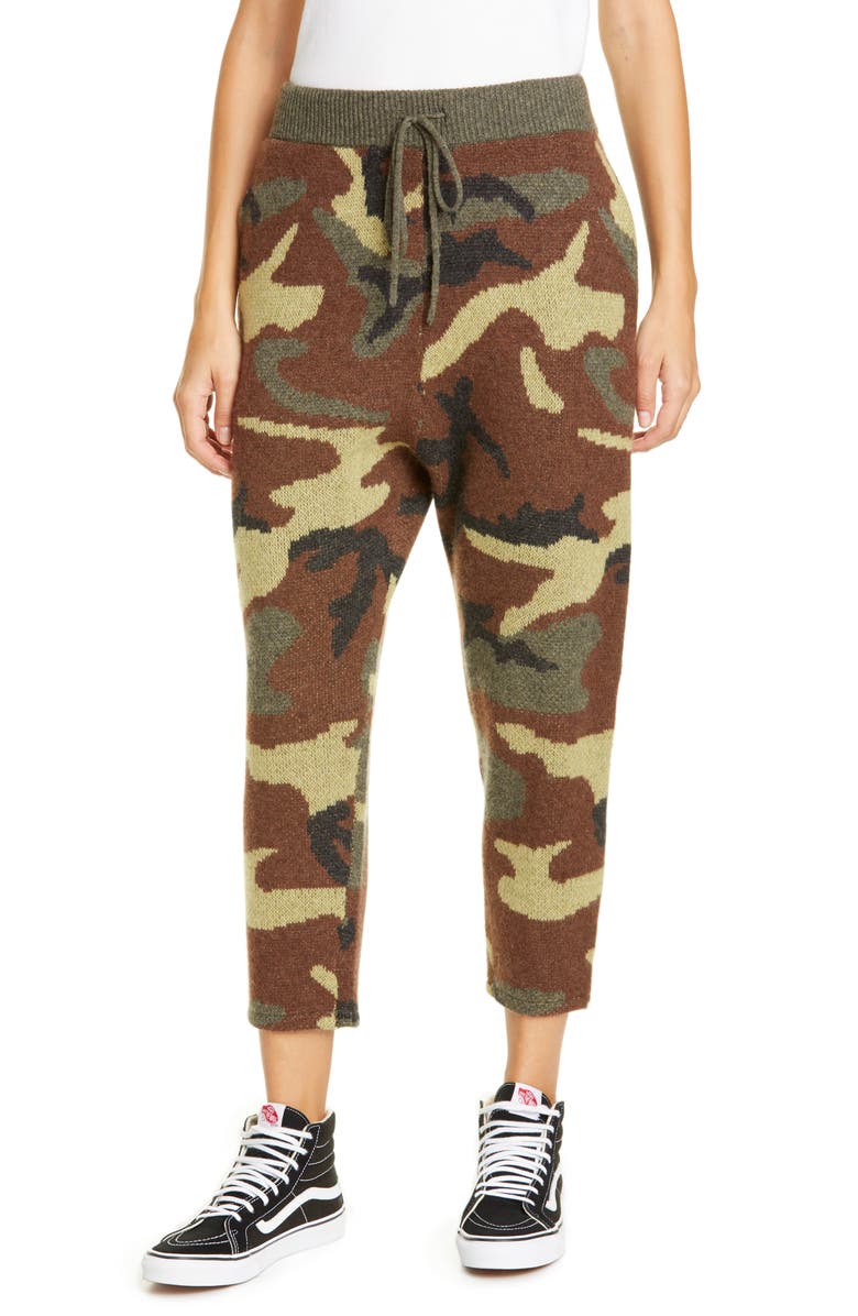 R13 Camo Jacquard Cashmere Sweater Pants, Main, color, 
