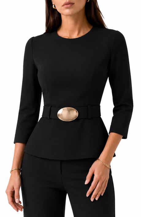 Stef Belted Three-Quarter Sleeve Top