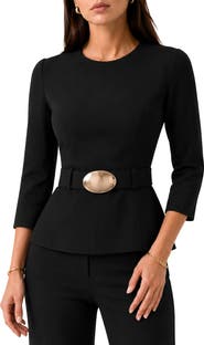 Love By Design Stef Belted Three-Quarter Sleeve Top