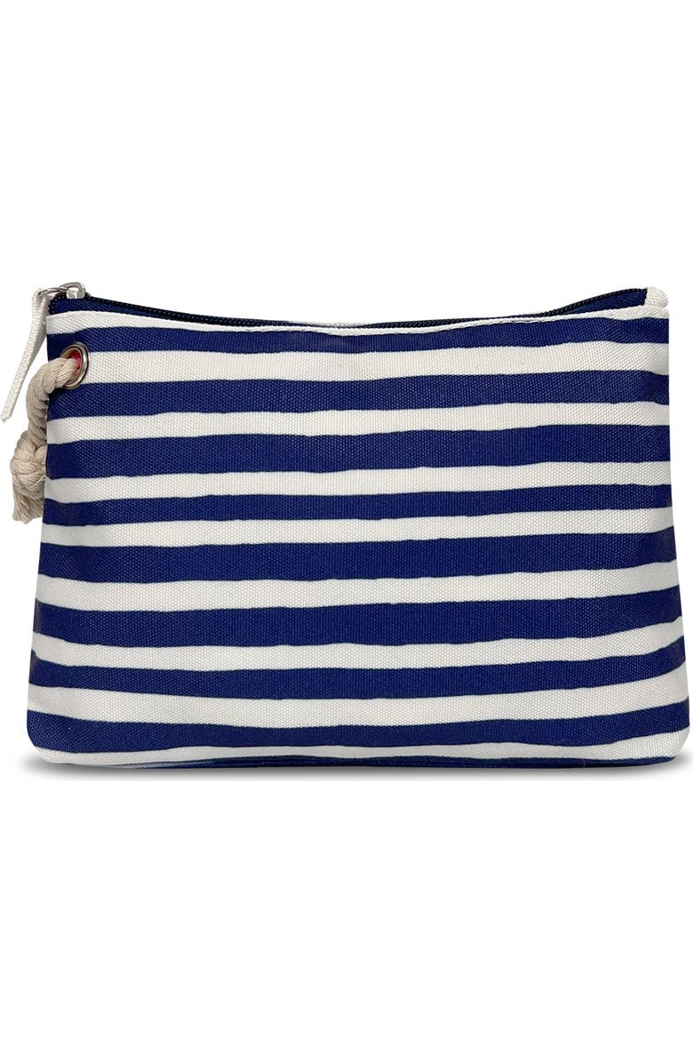 Youzey The Riviera Striped Cosmetic Bag, Main, color, Navy Blue