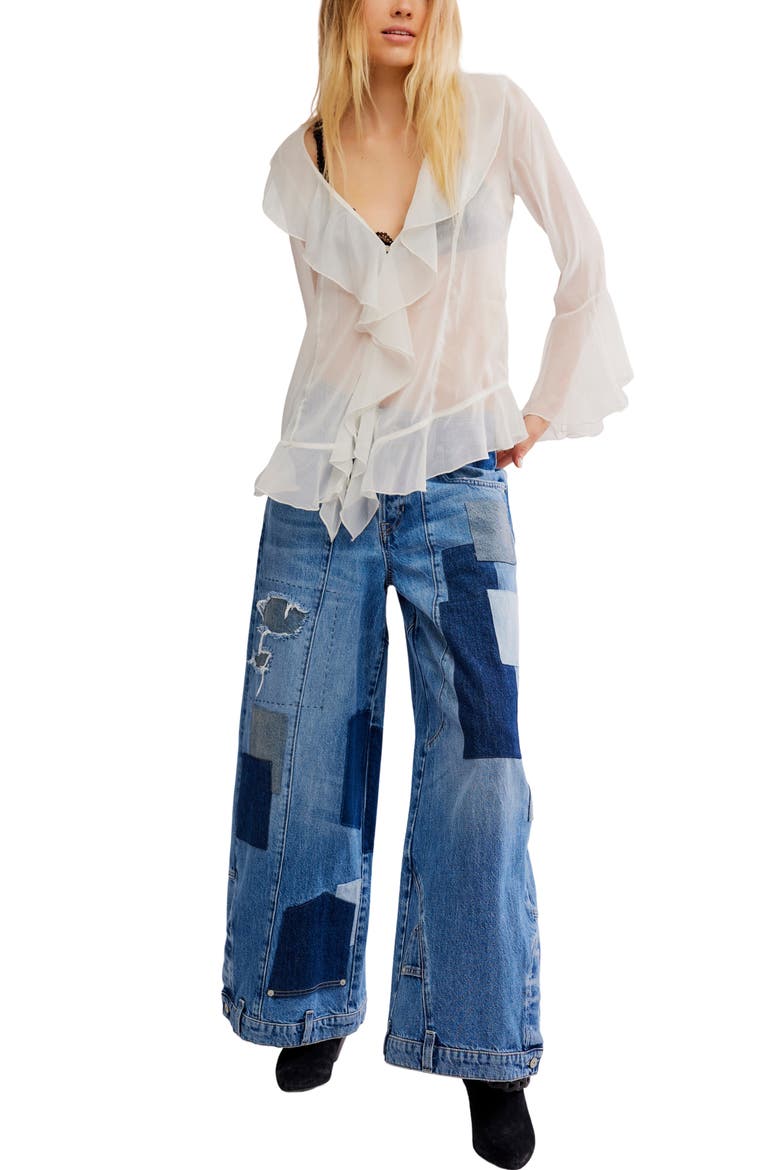 Tulula Ruffle Chiffon Top, Alternate, color, CLEAN IVORY COMBO