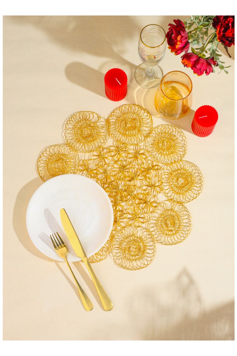 Golden Orbit Metal Placemat, Alternate, color, GOLD