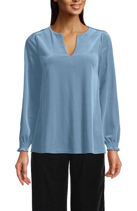 Long Sleeve Velvet Blouse