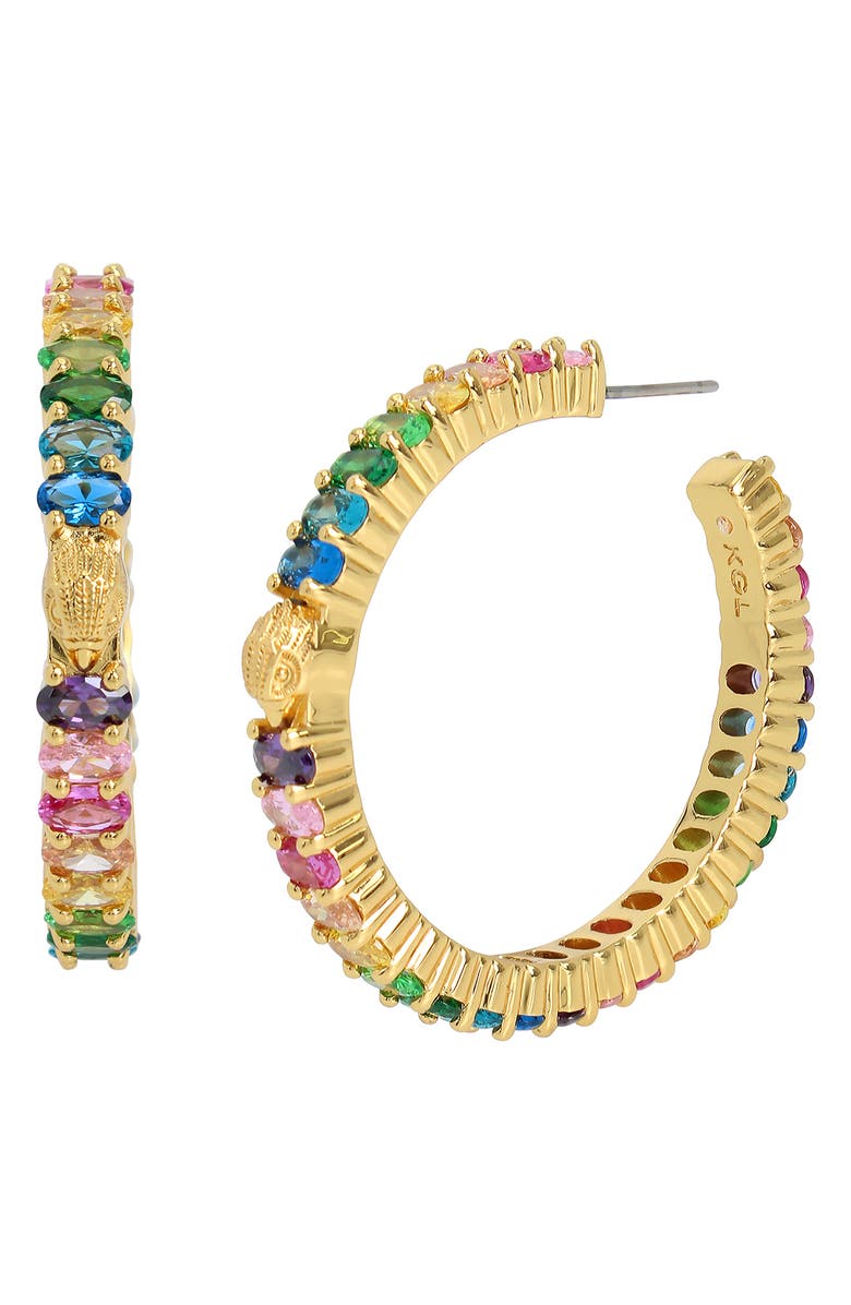 Kurt Geiger London Rainbow Crystal Hoop Earrings, Main, color, 