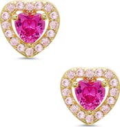 Lily Nily Kids' Cubic Zirconia Heart Halo Stud Earrings