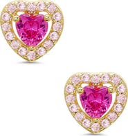 Lily Nily Kids' Cubic Zirconia Heart Halo Stud Earrings