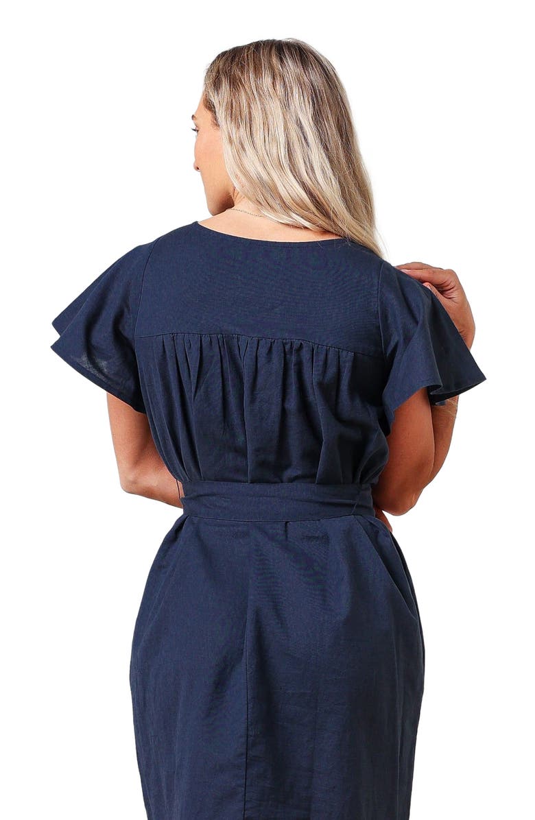 Hope & Henry Women's Bell Sleeve Linen Keyhole Dress, Alternate, color, 