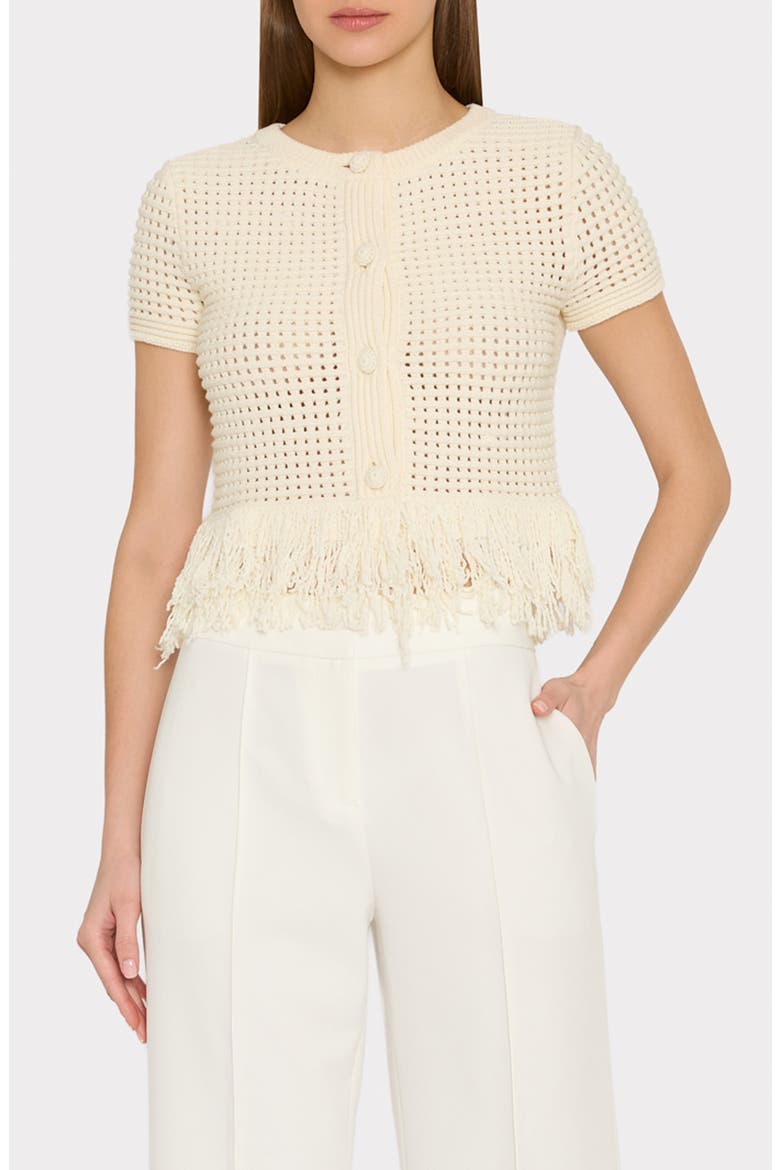 Open Stitch Fringe Cardigan, Main, color, OFF WHITE