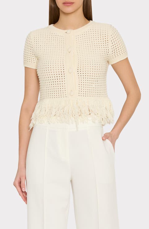 Open Stitch Fringe Cardigan