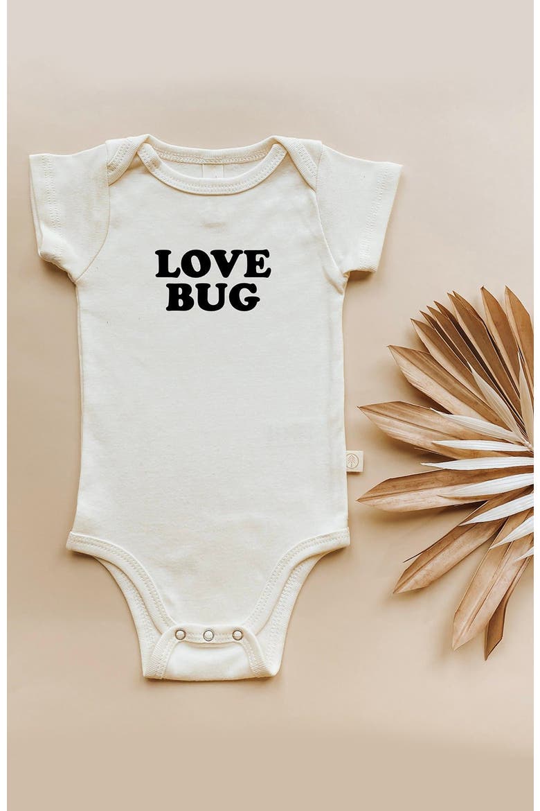 Love Bug Organic Baby Bodysuit, Alternate, color, Natural Black Lettering