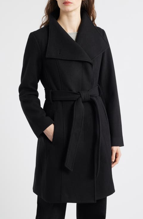 Belted Coat with Oversize Collar