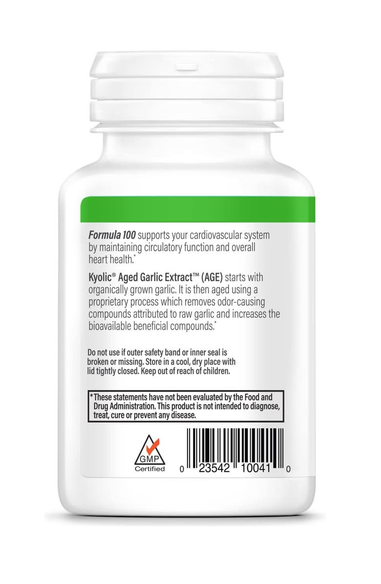 Kyolic Aged Garlic Extract Formula 100, Cardiovascular Health, 100, capsules., Alternate, color, NO COLOR
