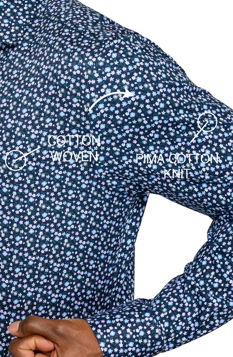 W.R.K Slim Fit Floral Stem Reworked Button-Up Shirt, Alternate, color, Navy