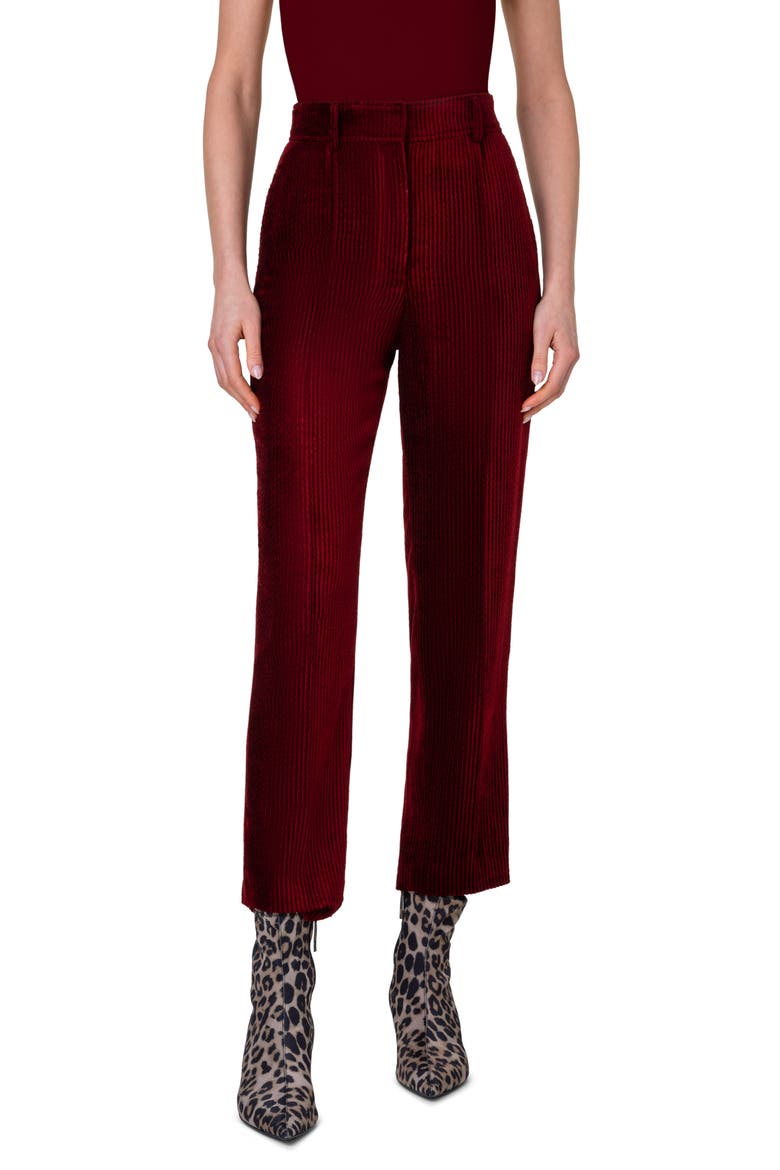 Feryn Washed Corduroy Tapered Leg Ankle Pants, Main, color, GARNET