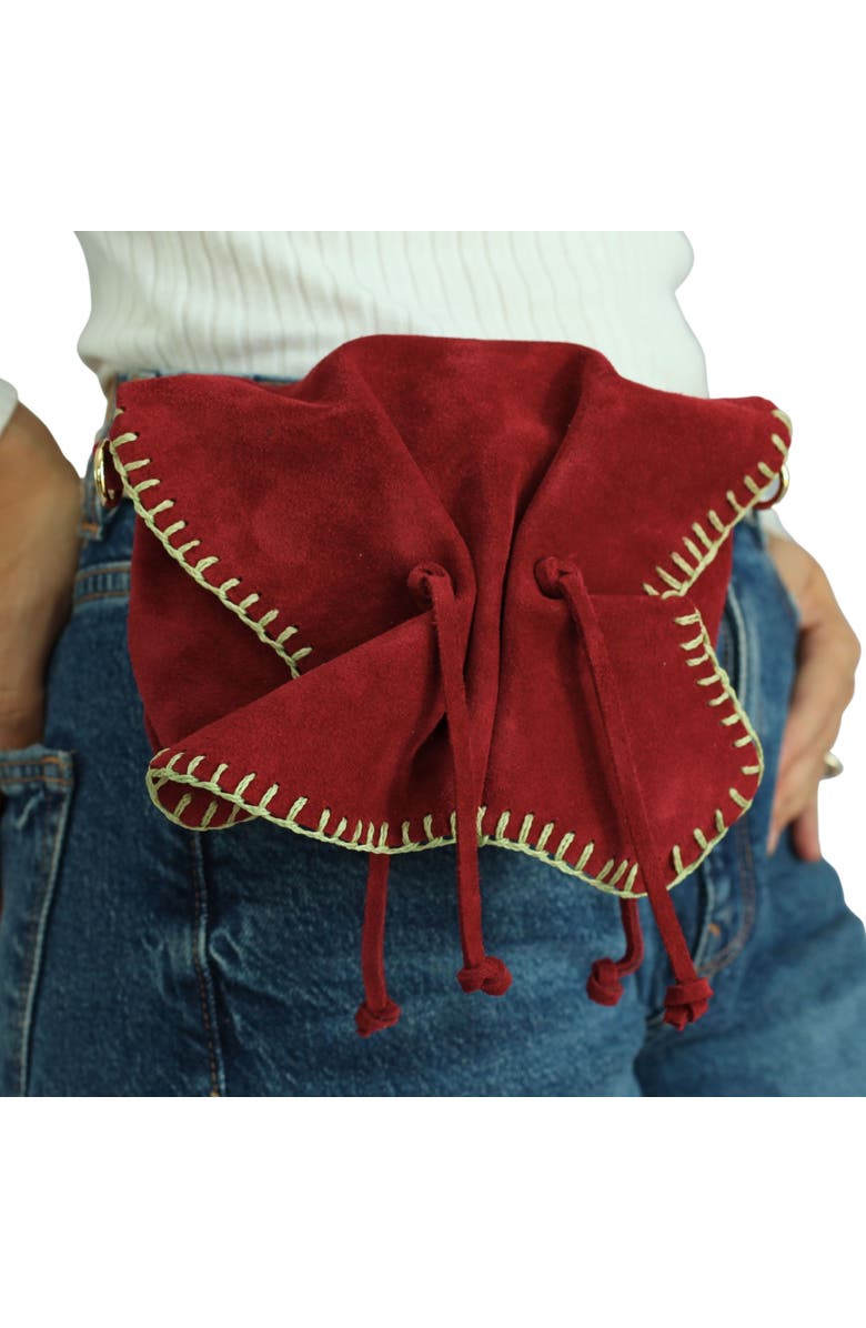 Carlos Falchi Mini Butterfly Suede Leather Bag, Alternate, color, Malbec