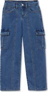 Lands' End Girls Denim Cargo Wide Leg Jeans