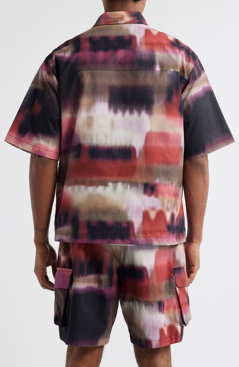 CRIMINAL DAMAGE Photo Print Short Sleeve Zip-Up Shirt, Alternate, color, 