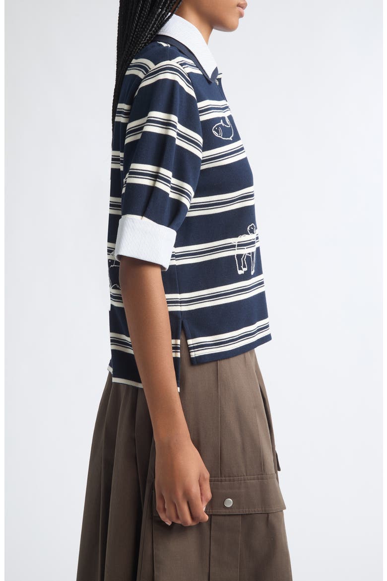 Mina Double Layer Polo Top, Alternate, color, NAVY