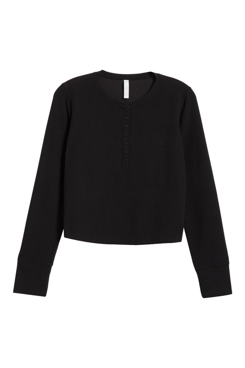 Cozy Rib Henley, Alternate, color, BLACK