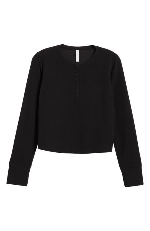 Zella Cozy Rib Henley In Black