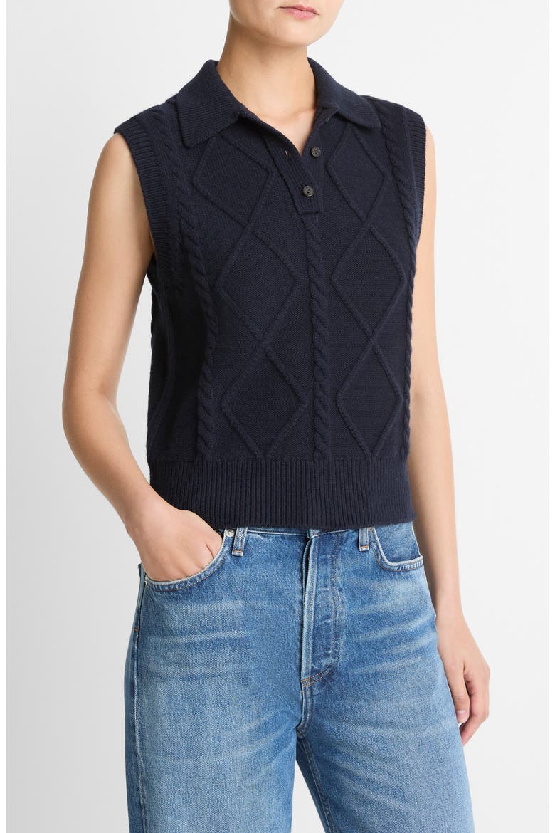 Polo Cable Sweater Vest, Alternate, color, COASTAL